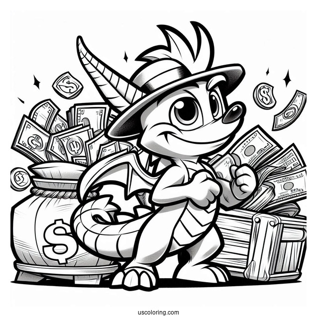 Cash Bandicoot Side By Side With Sypro Coloring Page