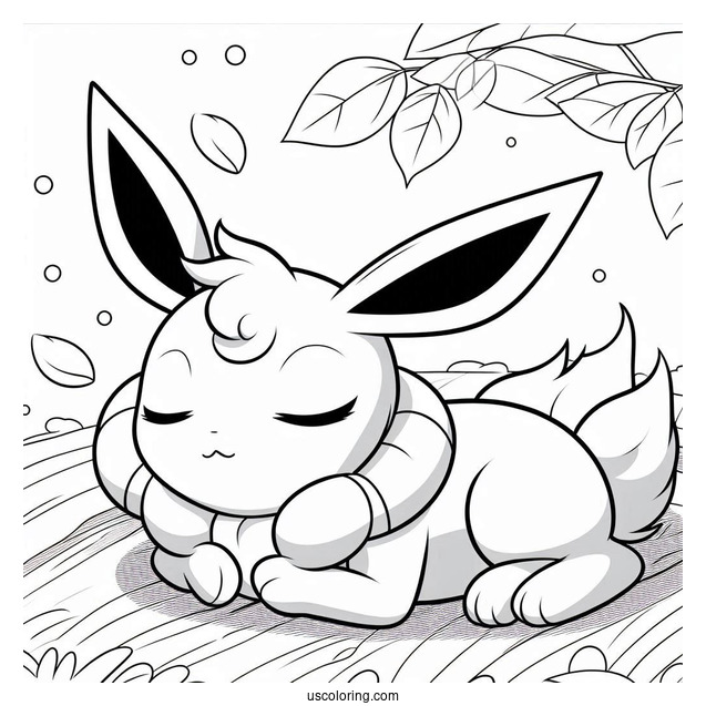 Easy Sylveon Coloring Page Lying On The Ground