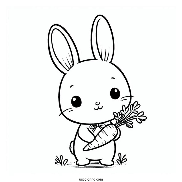 Petter Rabbit Holding Carrot Coloring Page