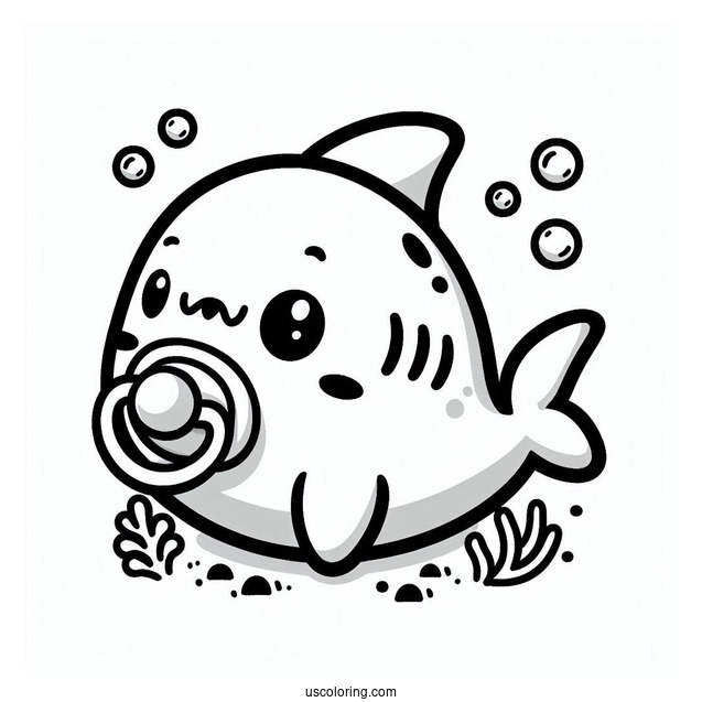 Cute Shark Coloring Page With Pacifier
