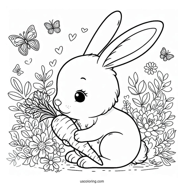 Rabbit Coloring Page Eating A Carrot