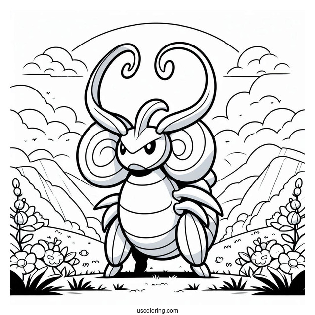 Heracross In A Field Coloring Sheet