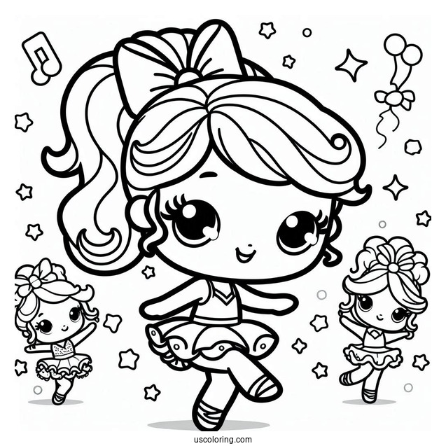 Kawaii Polly Pocket Coloring Page Dancing