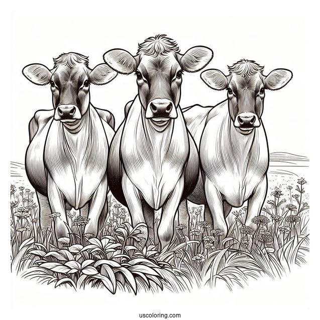 Herd Of Jersey Cows Standing In Field To Color