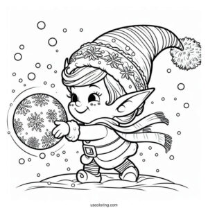 Mischievous Elf Making a Snow Ball