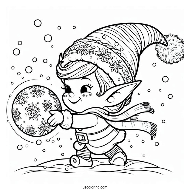 Mischievous Elf Making a Snow Ball