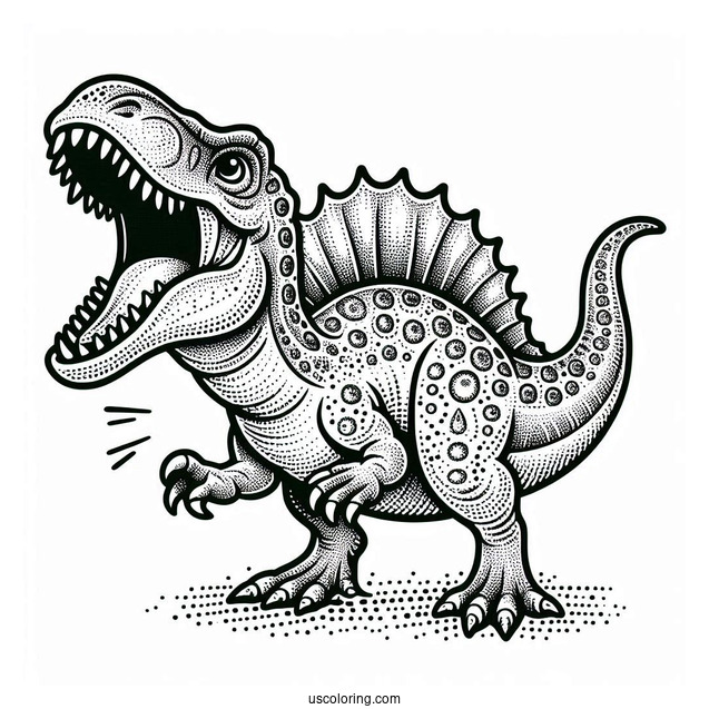 Dotted Spinosaurus Coloring Page Roaring For Kids