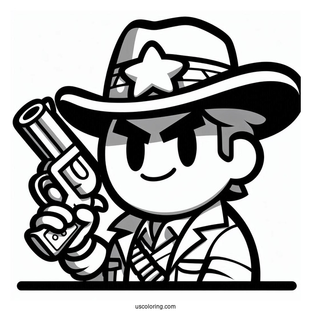 Brawl Stars Coloring Page Of Colt Smirking While Pointing Gun