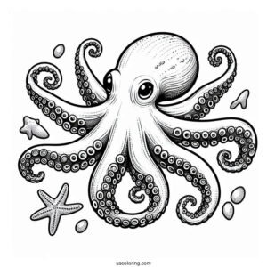 Realistic Smoothskin Octopus Coloring Page