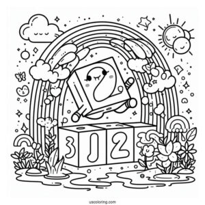 Numberblocks Coloring Page 2 Jumping