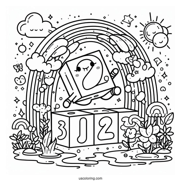 Numberblocks Coloring Page 2 Jumping