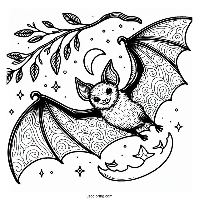 Fruit Bat Coloring Page Flying