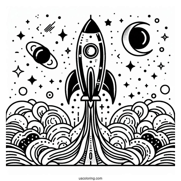 Abstract Rocket Coloring Page For Adults