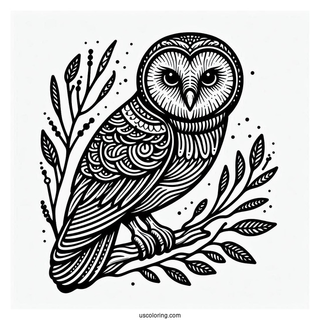 Simple Barn Owl To Color