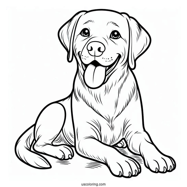Coloring Sheet Of Labrador Retriever With Tongue Out