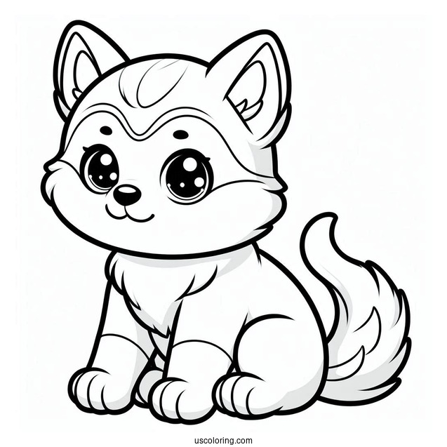 Kawaii Husky Puppy Sitting Down