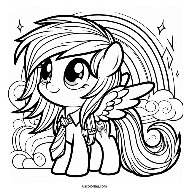 Rainbow Dash Coloring Page With Human Boy Version