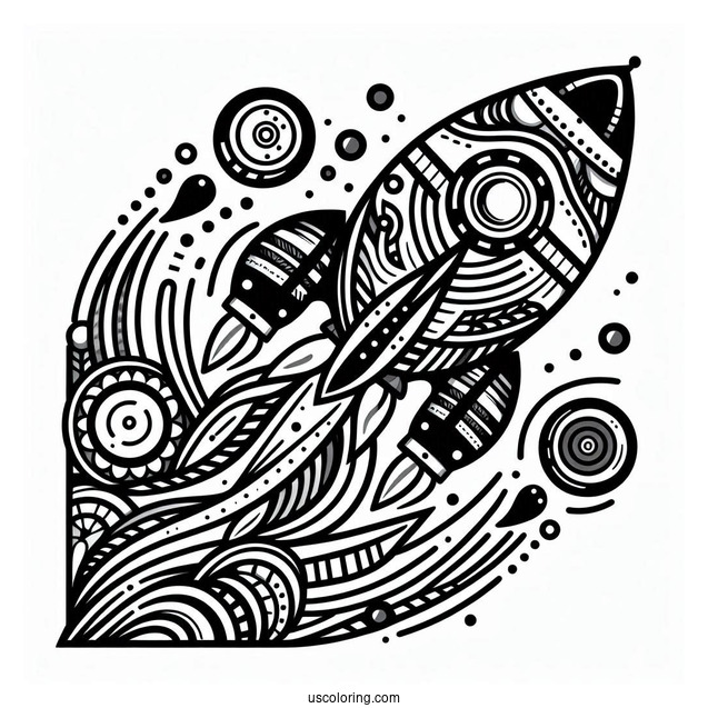 Abstract Rocket Coloring Page For Adults