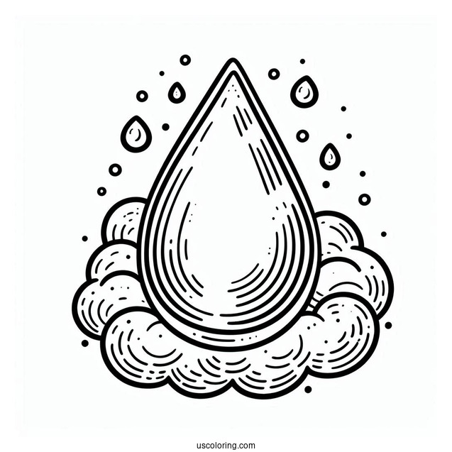 Rain Coloring Page Of Big Fat Raindrop For Kids