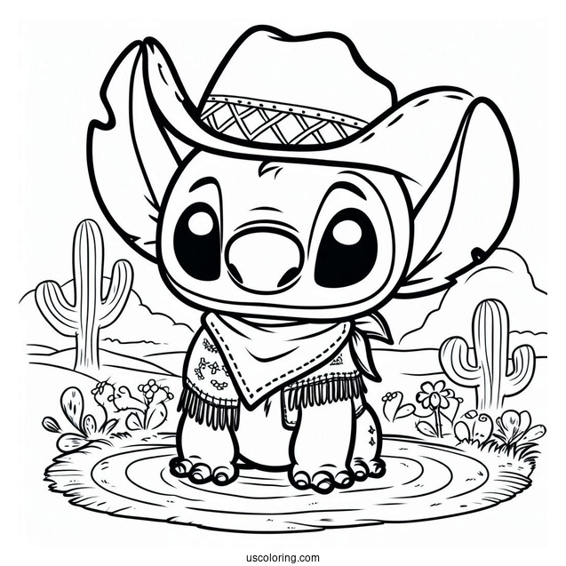 Cowboy Coloring Page Of Cowboy Stitch For Preschoolers