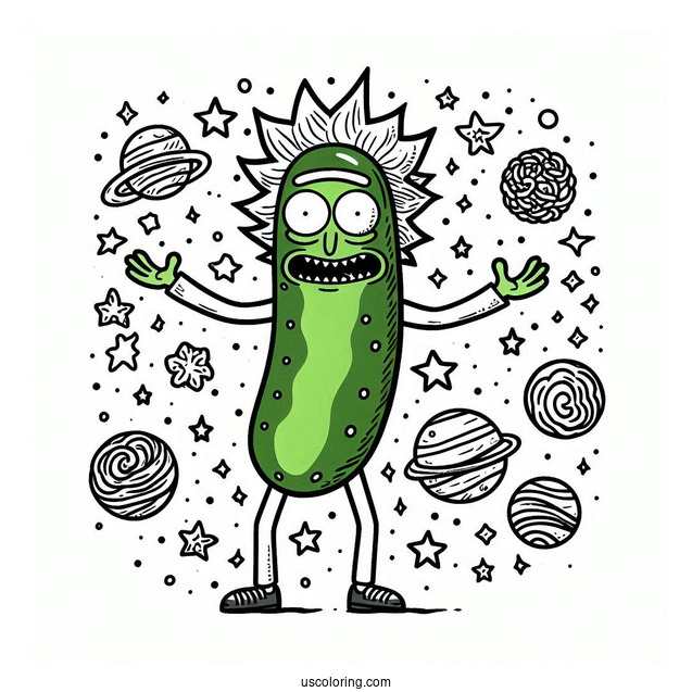 Pickle Rick Coloring Page