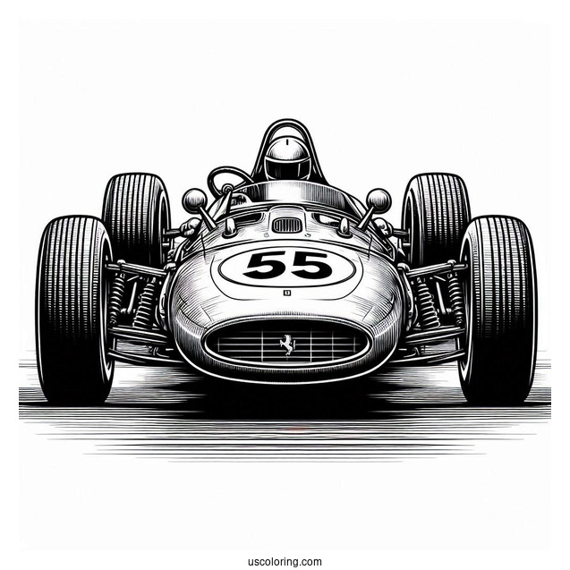 Vintage Ferrari Race Car Coloring In
