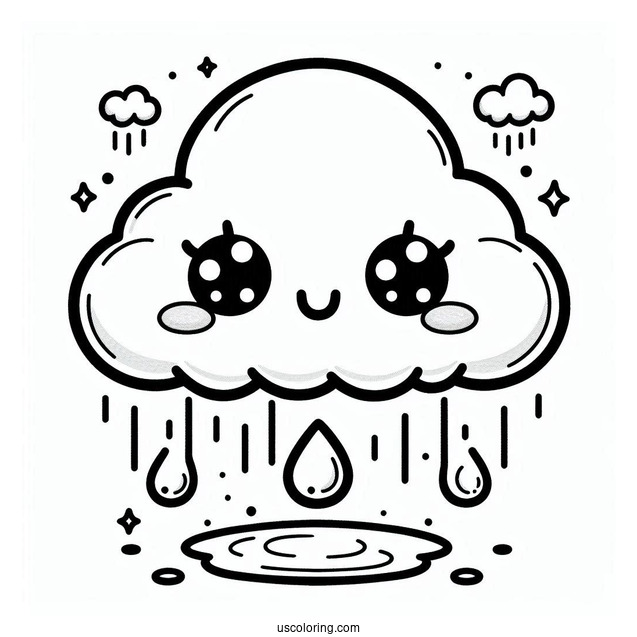 Rain Coloring Page Of Cute Little Raincloud For Preschoolers