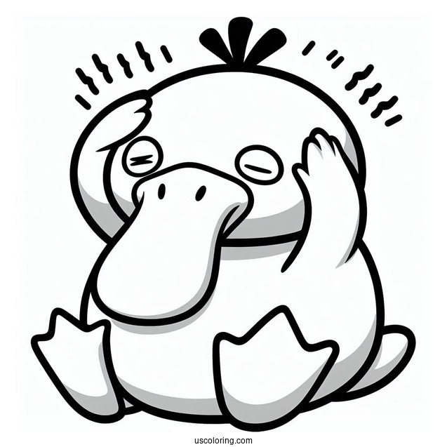 Simple Psyduck Coloring Page With A Headache