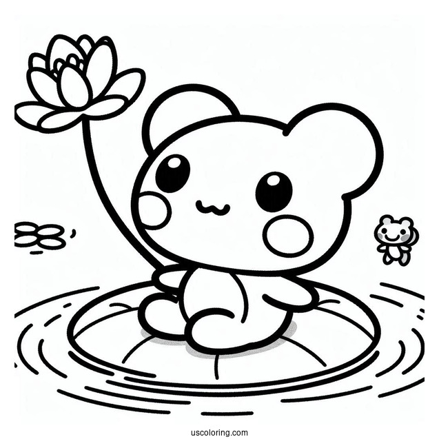 Sanrio Coloring Pages Of Keroppi With Kokero On Lily Pad
