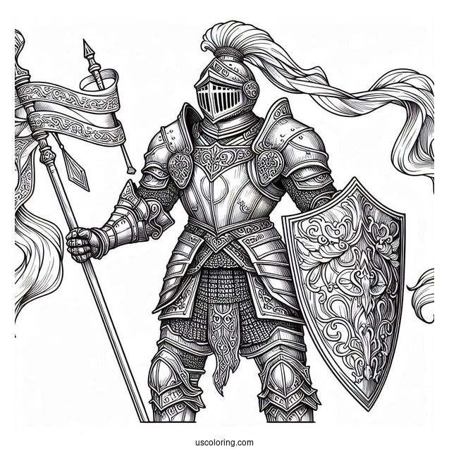 Knight With Intricately Detailed Armor Coloring In