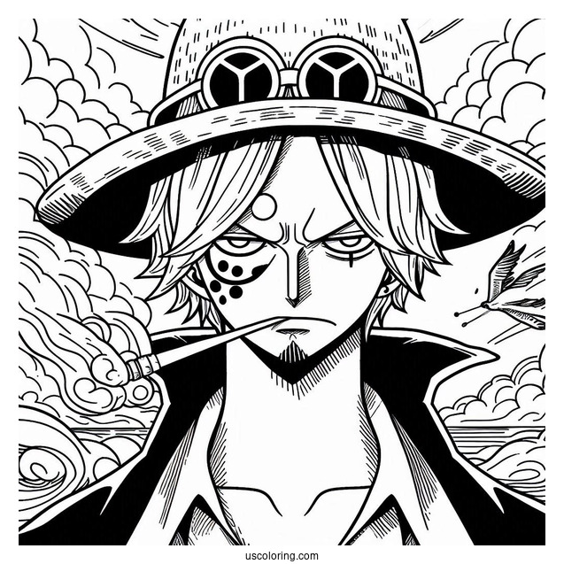 One Piece Coloring Page Of Vinsmoke Sanji