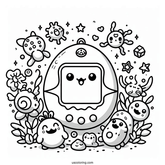 Tamagotchi Coloring Pages Game Console