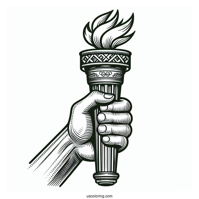 Hand Holding Olympics Coloring Page Of Torch