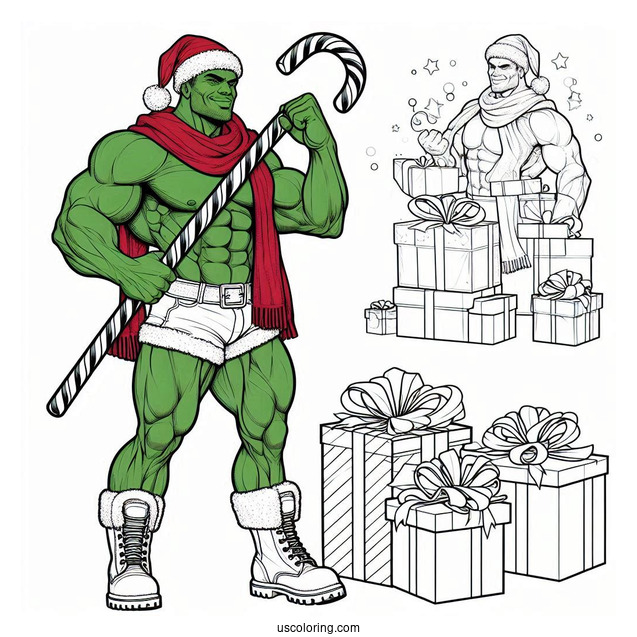 Christmas Inspired Hulk Coloring Page