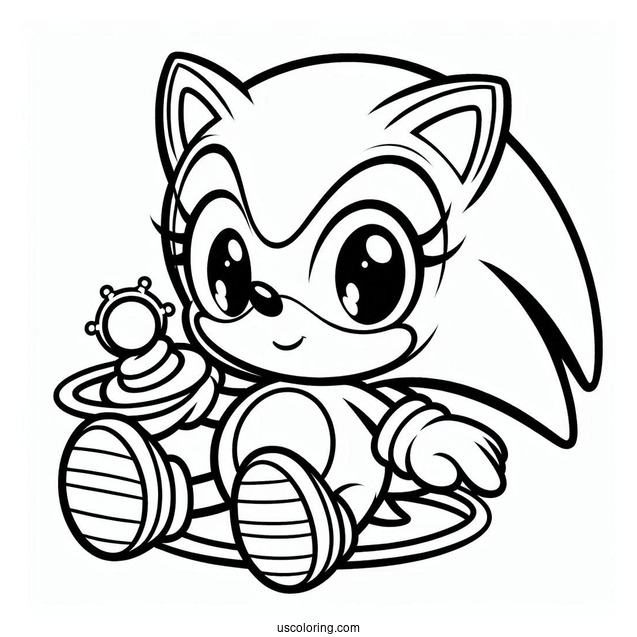 Baby Sonic With Rings To Color