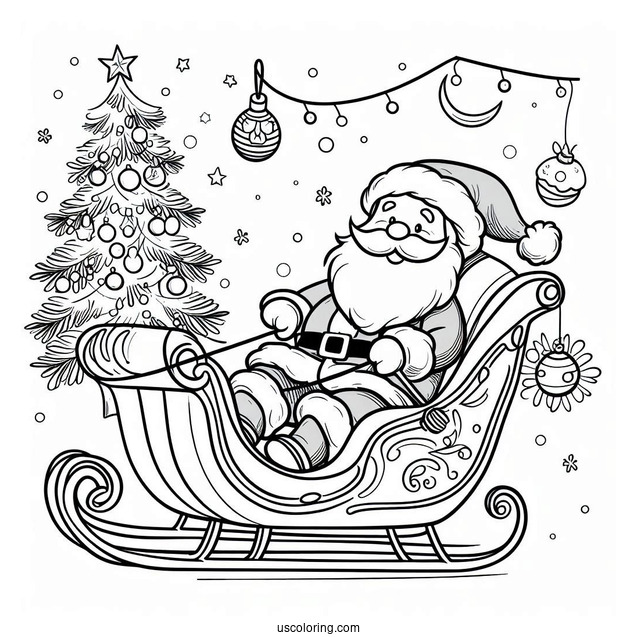 Easy Outline Of Santa In His Sleigh