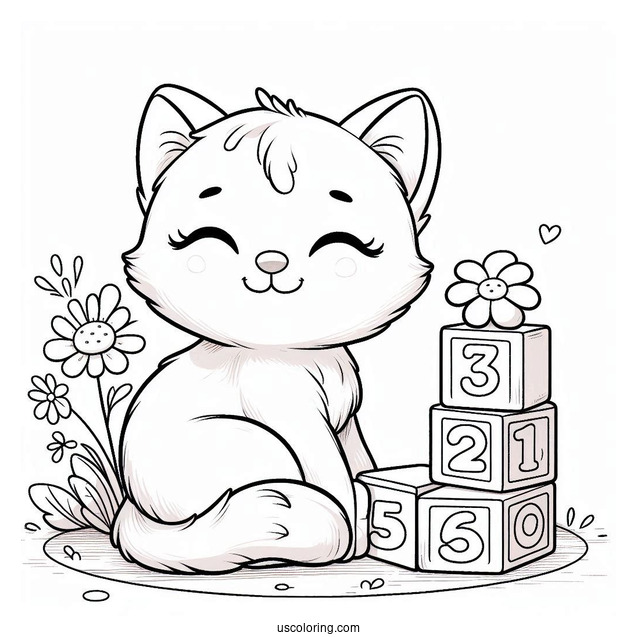 Poppy Playtime Coloring Page Of Cute Catnap Sitting In A Corner With Number Blocks