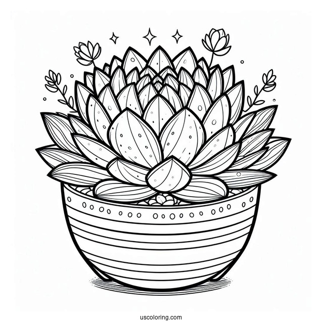 Modern Succulent Plant Coloring Sheet
