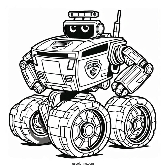 Rescue Bots Coloring Page Of Chase The Police Bot In Robot Form