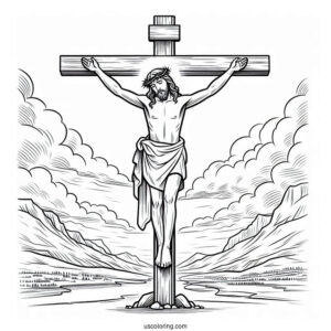 Jesus On The Cross Coloring Page For Sunday School