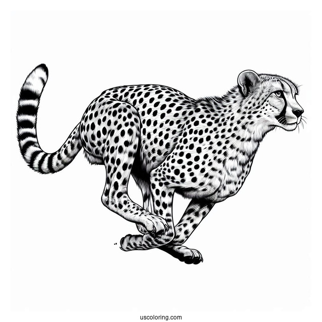Realistic Cheetah Coloring Page In Mid Run