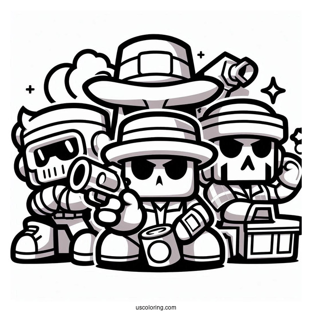 Brawl Stars Coloring Page Of Colt With Other Brawlers