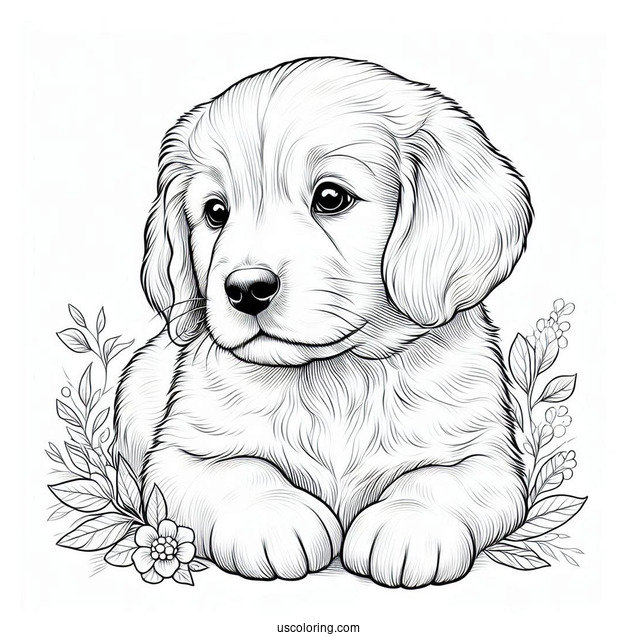 Golden Retriever Puppy Staring Into Distance