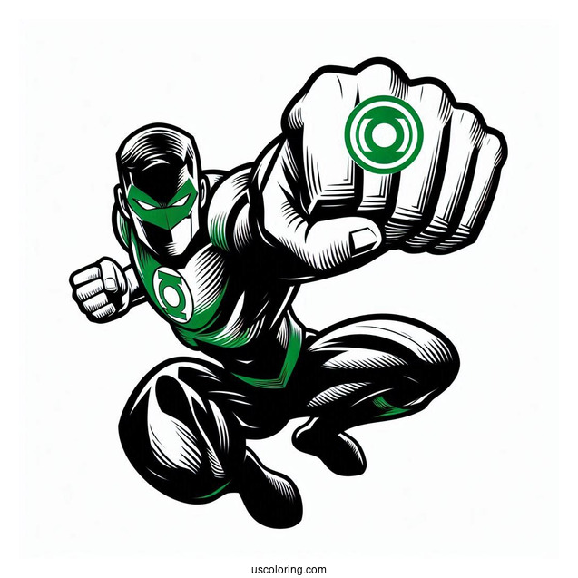 Green Lantern Fighting Coloring Page