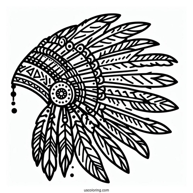 Easy Outline Of Native American Coloring Page Headdress For Kids