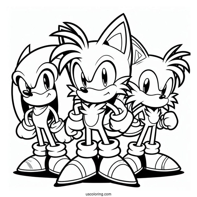 Sonic, Knuckles, And Tails Coloring Page