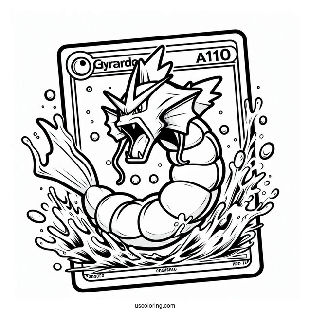 Gyarados Splash Burn Pokemon Card Coloring Page