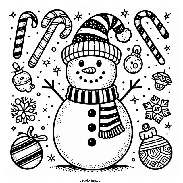 Merry Christmas Snowman Coloring Sheet For Kids