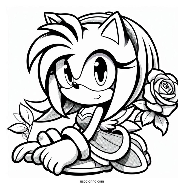Amy Rose In Super Smash Bros Coloring Sheet