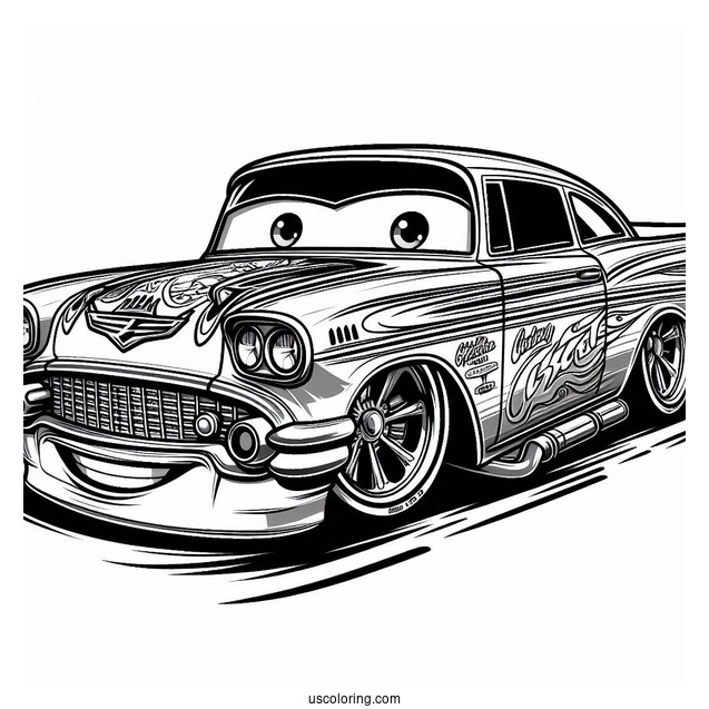 Lightning McQueen Lowrider Coloring Page For Kids